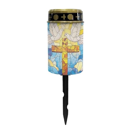 Image of Cemetery Solar Lights for Grave, Pigeon Cross Sun Pattern Outdoor Decor, Outdoor Garden Waterproof Path Lights for Night Outside