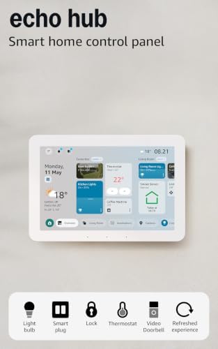 Amazon Echo Hub, 8" smart home control panel, Experience a refreshed interface with customisation and Alexa+. Compatible with thousands of devices, with Alexa+ Early Access
