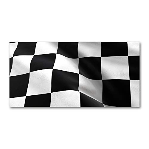 Crédence de cuisine 140x70cm en verre trempé noir et blanc motif drapeau