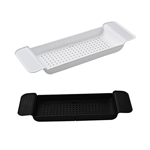 jomgeroz Expandable Drain Bath Shelf Adjustable Plastic Bathtub Caddy Tray Multifunctional Storage Rack Bathroom Organizer Bath tub Rack for Wine