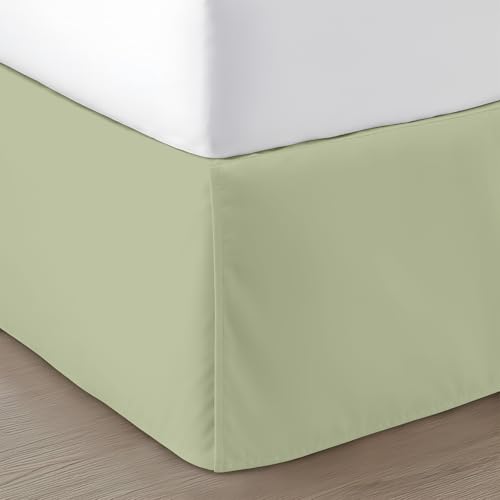 SGI Bedding 18 inch Drop Bed Skirt Cal King Size - Platform Style with Secure Fit, Classic Tailored Look, Elegant Pleated Style Dust Ruffle, Split Corners, Wrinkle Resistant Microfiber - Sage