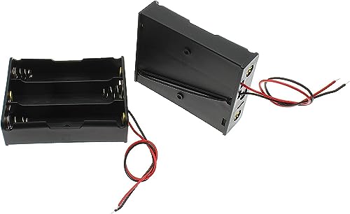 Image of QBM 18650 Battery Case Holder with Lead Wire Bundle 3.7V DIY Battery Storage Box in Series (Pack of 2) (3 Cell Holder) Multicolor
