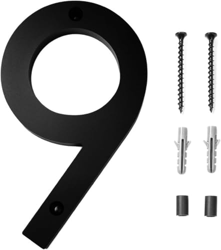 Número de casa moderno cepillado 6 pulgadas para Casa en Negro Placa Flotante de Número de Casa Números de puerta Modernos Números de puerta Modernos Números de Dirección de casa de calle，numero 9