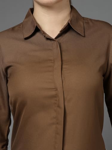 Image of Style Quotient Women Solid Aqua Green Polycrepe Formal Shirt