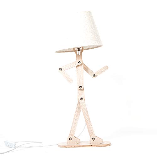 Preisvergleich Produktbild Stehlampe, energiesparend Kreative Moderne DIY Einstellbare Holztischlampe, Leselampe Mit Stoff Lampenschirm E14 Kinderschraube Schlafzimmer Büro Wohnzimmer Nachttischlampe Designer Lampen Geburtstags