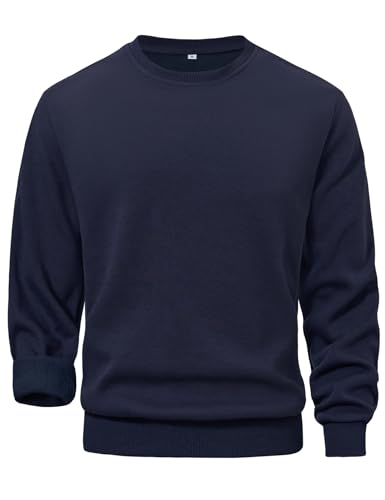 Gihuo Men's Crewneck Sweatshirt – Soft Fleece Pullover, Casual Comfortable Sweatshirt for Men, Classic Fit (Navy-M)