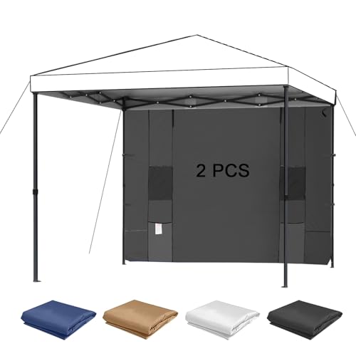 KAMPKEEPER Lot de 2 Parois Latérales 183 x 305 cm pour Tonnelle Pliante, Polyester 210D Imperméable UV 99%, avec 4 Poches, Montage Rapide, Compatible Barnum...