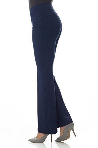 Rekucci -Women- Secret Figure Pull-On Knit Bootcut -Pant- w/Tummy Control (8, Navy)