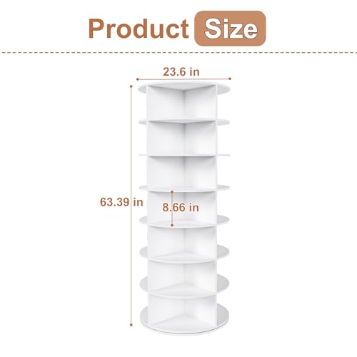 Image of Multi Layer Cylindrical Rotating Shoe Rack Tower,Free Standing 360 Spinning Storage Organizer,Can Store Approximately 30 Pairs of Shoes,Space-Saving Design (7-Tier-2)