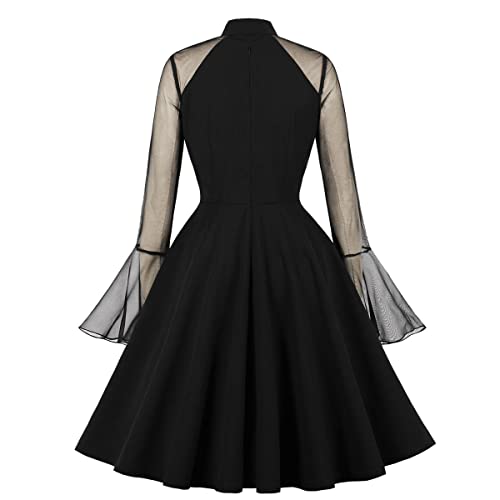 Image of Women's Vintage Polka Dot 1950s Audrey Retro Rockabilly Prom Dress 50's 60's A-Line Cocktail Party Swing Dress