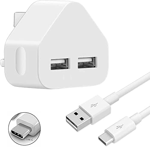 DN-Alive Nokia G60 / X30 / G400 / G11 Plus / G11 / G21 / G10 / G20 / G50 Charger, Dual USB Port Charging USB C Charger Cable Portable Power Adapter Charger Triangle Mains Wall Plug Type C USB Charger
