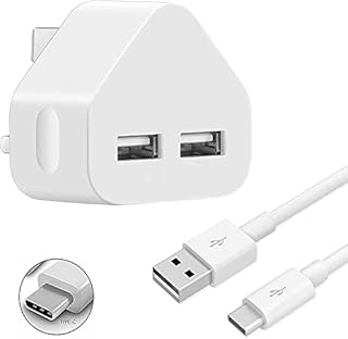 DN-Alive Nokia G60 / X30 / G400 / G11 Plus / G11 / G21 / G10 / G20 / G50 Charger, Dual USB Port Charging USB C Charger Cable Portable Power Adapter Charger Triangle Mains Wall Plug Type C USB Charger