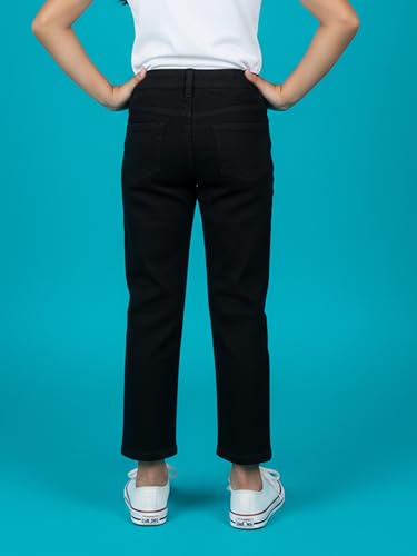 Image of KiddoPanti Girls Solid Waist Elasticated Straight Fit Jeans