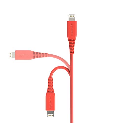 Image of Amazon Basics MFi-Certified USB-A to Lightning Cable for Apple iPhone and iPad - 3 Feet (0.9 Meters), Red