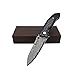 ALBATROSS HGDK011 Folding Camping Pocket Knives with 3.5" Damascus Steel Blade, Ebony Wood Handle -Gifts/Collections