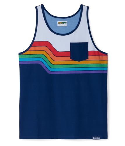 Tipsy Elves Navy Color Cruise Rainbow - Men's Cut Tank Top Size X-Large