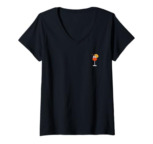 Femme Logo Spitz - Apérolique, Aperollin, Hallöchen JGA T-Shirt avec Col en V