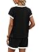 Lounge Sets for Women Short Two 2 Piece Sets for Women 2025 2026 Summer Beach Vacation Clothes Business Casual Travel Airport Outfits Matching Clothing Fashion Workout Cute Trendy Color Block Black