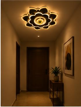 Lotus Flower LED Ceiling Light, Warm White, Acrylic, Flush Mount, Living Room and Hallway Decor-image-33