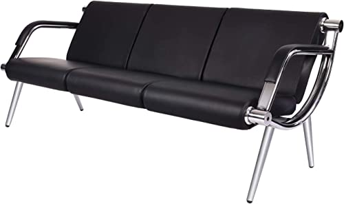 Kinsunny Office Guest Chair Waiting Room Chair - Reception Chairs With Black Leather For Guest Reception, Salon Barber Office (Black, 3 Seats) #TOP7