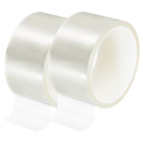 Image of uxcell Clear Heat Tape, 2 Rolls 50mmx33m 108ft High Temperature Heat Resistant Tape for Sublimation,Heat Vinyl Press,Heat Transfer, Circuit Board, No Residue