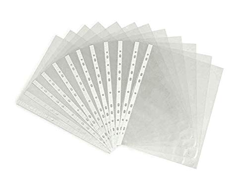 SMIN 100 Sheets Clear Loose Leaf A4 Paper File Letter Sheet Protectors, 11 Hole Fits for 2, 3, 4, and 11 Ring Binders (0.03mm)