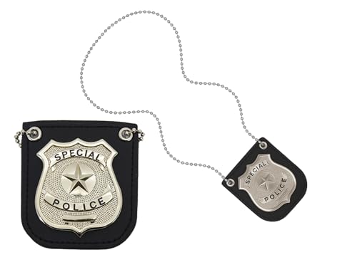 Storm&Lighthouse Adult Silver Police Badge with Chain and Star Design Special NYPD Cop Officer Adult Fancy Dress Police Costume Accessory