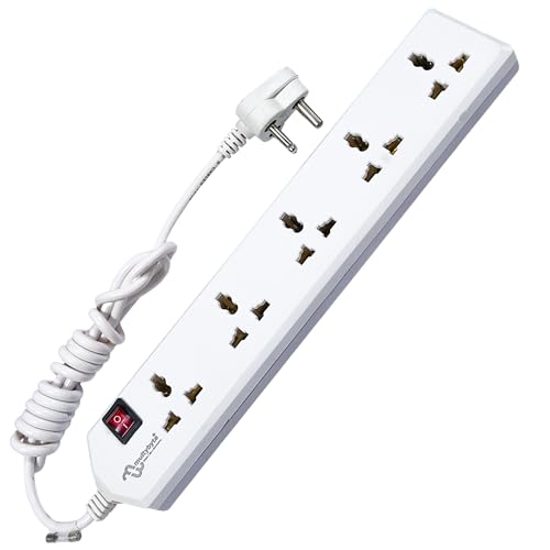 Image of MULTYBYTE 5 Socket 1 Switch Power Saving Outlet Extension Board, High Speed, Fast Charging- Power Strip, Surge Protector, 4M Cable Shockproof Fire-Retardant, Multipurpose Use Spike for Home & Office