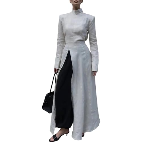 Women’S High Neck Long Sleeve Side Split Tunic Dress Fall