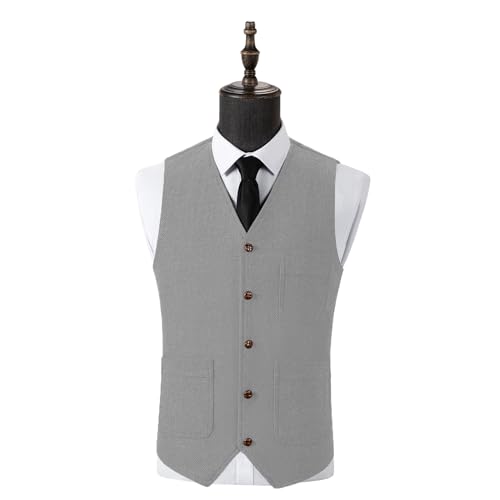 Formal Men's Suit Vest Regular Fit Herringbone Tweed Classic Wool Waistcoat Wedding Grooms3