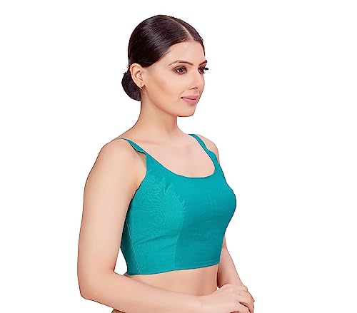Image of Studio Shringaar Women's Polyester Sleeveless Satin Padded Saree Blouse