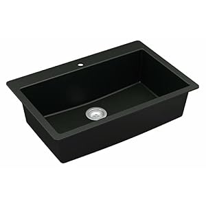 Karran QT 812 Top Mount 33 in Large Single Bowl Quartz Kitchen Sink in Black