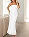 MEROKEETY Women's Floral Strapless Maxi Dress 2026 Summer Mesh Tube Bodycon Formal Wedding Guest Cocktail Party Long Dresses, White, Small