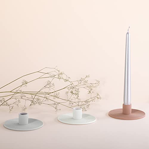 AmeliaHome Morab Ceramic Candle Holder 12 x 3.5 cm Grey, Morab Grey, 12x3,5 cm - Image 3