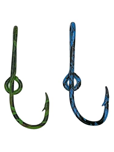 Custom Colored Eagle Claw Fish Hook Hat Pin,52 Colors Choices Custom Hat Fish Hook Clip for Cap (Green Camo - Blue Camo (Set of Two))