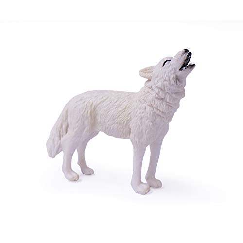 UANDME 4pcs Wolf Toy Figurines Set Arctic Wolf Animal Figures White Wolf Family Cake Topper Toy Gift for Kids (White) - Image 3