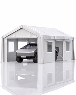 VerisShade 13X20 Heavy Duty Carport ?Car Ports with 180G Removable Side Walls, Portable Car Port Garage, Car Shelter All Weather - White