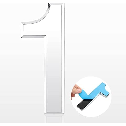 Self Adhesive Mailbox Numbers 3D 2.8'' Door House Numbers Stickers Street Address Numbers Mailbox Sign for Home Office Room - 1 (Silver) Cover