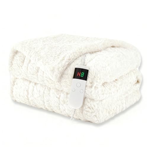 Electric Blanket Heated Throw, Soft Flannel 50'x60' Heating Blanket with 8 Hours Auto Off 10 Fast...
