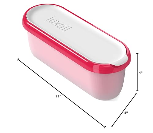 Ice Cream containers for homemade ice cream, Reusable Storage Freezer ice cream Container With Lids, BPA FREE, Dishwasher Safe Tub. Double Insulated, 1.5 Quart, Red, Non Slip Base, Stackable on