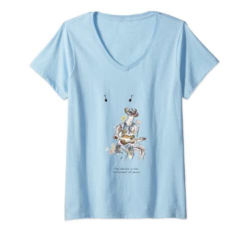 Femme Ukulélé instrument de musique avec illustration de musicien T-Shirt avec Col en V Cover