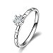 Daesar 750 Weißgold Ring für Damen Solitärring mit Diamant 0.16ct, Weißgold Trauring Verlobungsring Größe 47 (15.0)