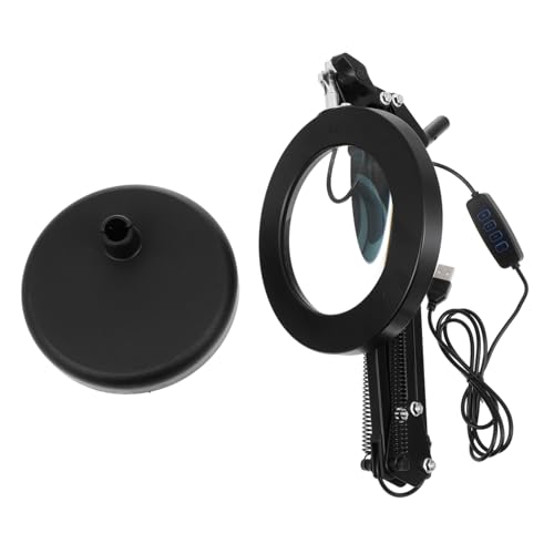 Kisangel Lámpara Escritorio LED con Lupa Óptica Luz para Manicura Lectura y Manualidades Protección Color Negro