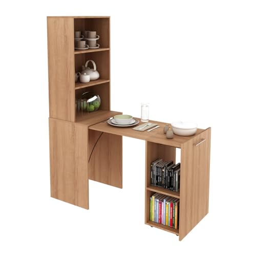 Bancada Estante Articulável Retrátil Multiuso Cozinha 54x168,5cm Amêndoa