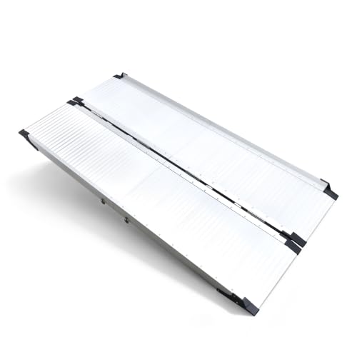 HOMDABO Folding Threshold Wheel Chair Ramp - Portable 5 Feet Wheelchair Ramp - Non-Skid Aluminum Handicap Ramps for Home Steps, Stairs, Entry, 800LBS Capacity, HDB-439D by HOMDABO - Used condition - US$140.15
