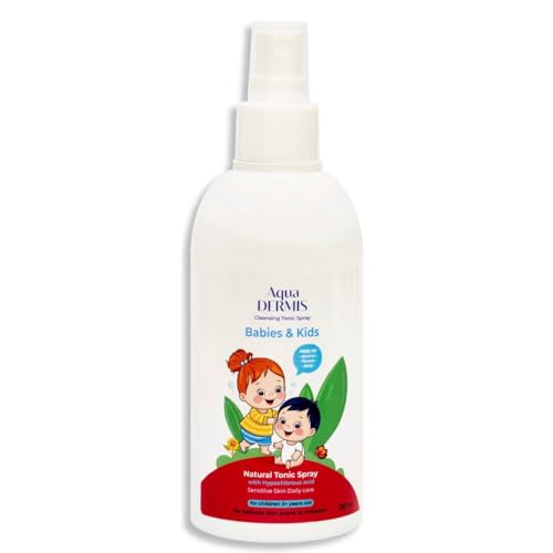 AquaDERMIS Spray Tónico Natural para Bebés y Niños, Piel Sensible, con Ácido Hipocloroso, Sin Alcohol, 250ml