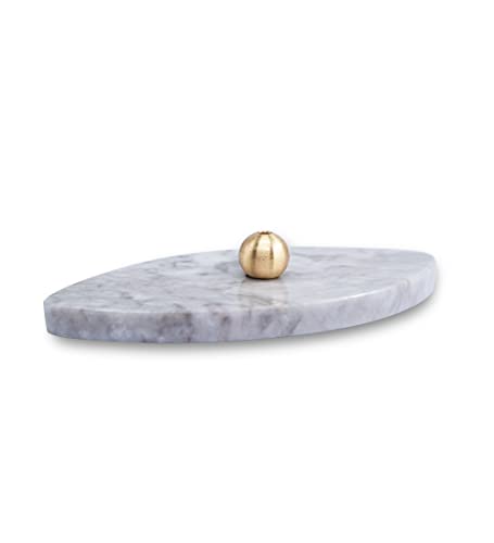 Sermo Ovoid Marble Incense Holder Burner Oval (Cloudy - Gray White) #TOP16
