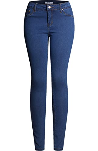 2LUV Women's Solid Stretchy 5 Pocket Skinny Denim Jeans Back to School Junior Clothing Apparel Blue Denim 9