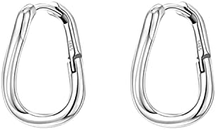 Reffeer Solid 925 Sterling Silver Curved Hoop Earrings for Women Teen Girls Minimalist Square Hoop Earrings Twisted Hoop Earrings