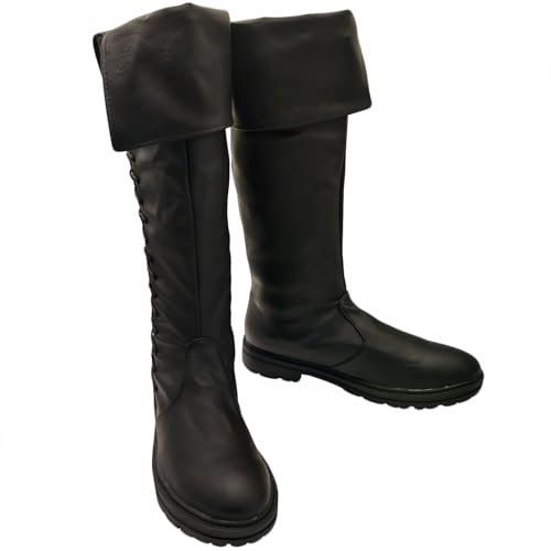 Medieval Pirate Boots Mens Renaissance Pull on Mid Calf Gothic Halloween Costume Boot Vintage Stage Pirate Viking Shoes3